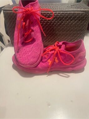 Under Armour Hot Pink Running Sneakers with Neon Orange Accents